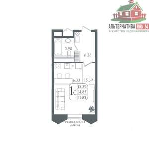 Студия квартира, вторичка, 32м2, 12/22 этаж