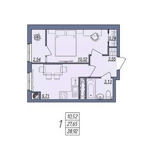 1-к квартира, вторичка, 29м2, 5/10 этаж