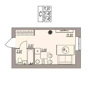 Студия квартира, вторичка, 21м2, 2/3 этаж