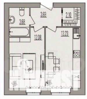 1-к квартира, вторичка, 35м2, 3/3 этаж