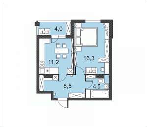 1-к квартира, вторичка, 45м2, 8/17 этаж