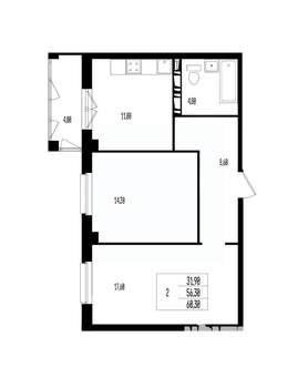 Студия квартира, вторичка, 60м2, 4/17 этаж