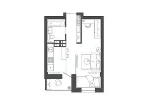 1-к квартира, строящийся дом, 31м2, 13/19 этаж