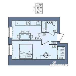 1-к квартира, вторичка, 31м2, 3/8 этаж
