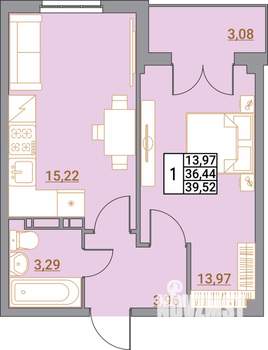 1-к квартира, вторичка, 40м2, 2/5 этаж
