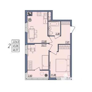 2-к квартира, вторичка, 47м2, 5/10 этаж