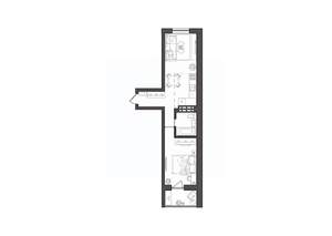 1-к квартира, строящийся дом, 41м2, 7/8 этаж