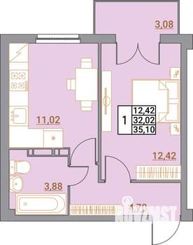 1-к квартира, вторичка, 40м2, 2/5 этаж