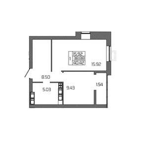 1-к квартира, вторичка, 40м2, 22/24 этаж