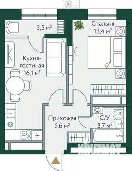 1-к квартира, строящийся дом, 41м2, 13/24 этаж