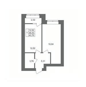 1-к квартира, вторичка, 41м2, 10/10 этаж