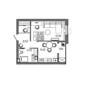1-к квартира, вторичка, 41м2, 5/24 этаж