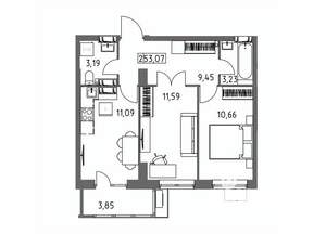 2-к квартира, сданный дом, 53м2, 17/19 этаж