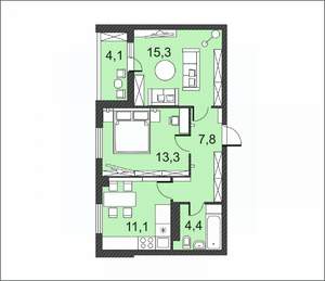 2-к квартира, вторичка, 56м2, 11/17 этаж