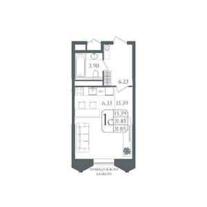 Студия квартира, вторичка, 32м2, 19/21 этаж