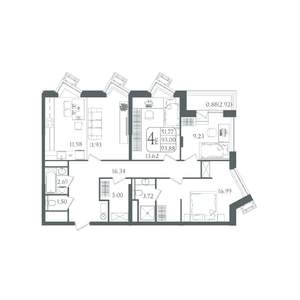 4-к квартира, вторичка, 94м2, 17/21 этаж