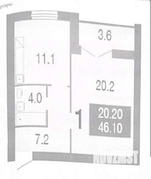 1-к квартира, вторичка, 46м2, 2/10 этаж