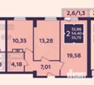 2-к квартира, вторичка, 54м2, 18/20 этаж