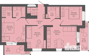 3-к квартира, вторичка, 83м2, 13/19 этаж