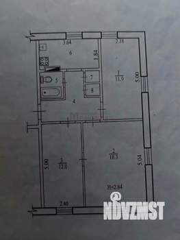 3-к квартира, вторичка, 59м2, 1/2 этаж