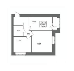 2-к квартира, вторичка, 61м2, 5/10 этаж
