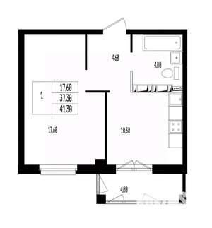 Студия квартира, вторичка, 41м2, 1/17 этаж