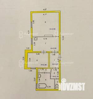 2-к квартира, вторичка, 25м2, 1/1 этаж