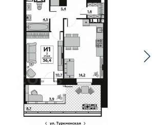 1-к квартира, вторичка, 36м2, 6/22 этаж