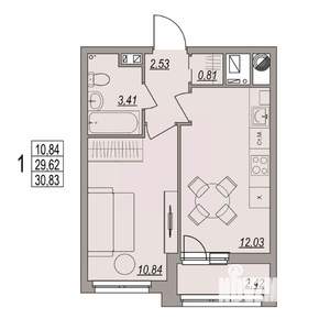 1-к квартира, вторичка, 31м2, 1/6 этаж