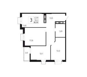 3-к квартира, вторичка, 82м2, 12/18 этаж