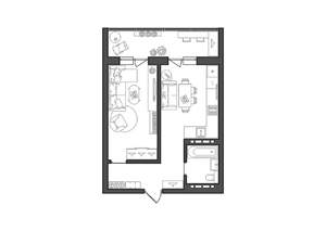 1-к квартира, строящийся дом, 40м2, 1/8 этаж