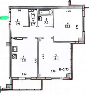 2-к квартира, вторичка, 60м2, 16/16 этаж