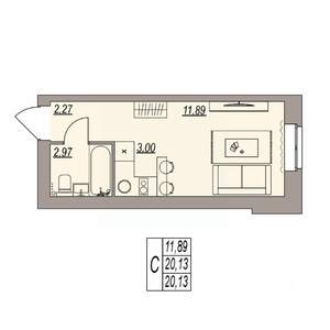 Студия квартира, вторичка, 20м2, 3/3 этаж