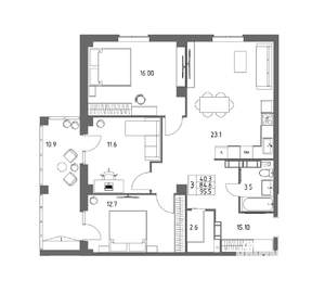 Студия квартира, вторичка, 96м2, 1/17 этаж