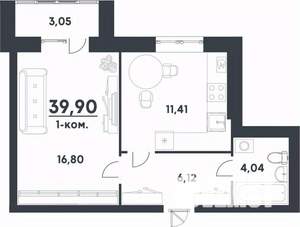 1-к квартира, строящийся дом, 40м2, 5/5 этаж