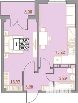 1-к квартира, вторичка, 40м2, 3/5 этаж