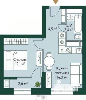 1-к квартира, вторичка, 37м2, 23/24 этаж