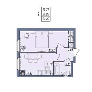 1-к квартира, вторичка, 31м2, 2/10 этаж