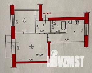 2-к квартира, вторичка, 40м2, 5/5 этаж