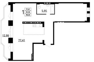 Студия квартира, сданный дом, 96м2, 7/7 этаж
