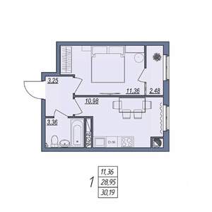 1-к квартира, вторичка, 30м2, 5/8 этаж