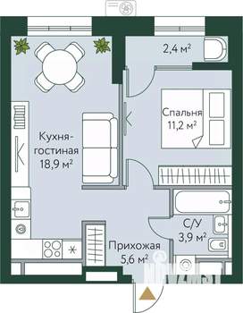 1-к квартира, вторичка, 42м2, 10/24 этаж