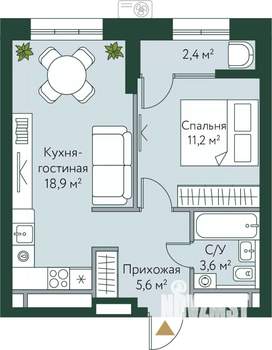 1-к квартира, вторичка, 42м2, 19/24 этаж