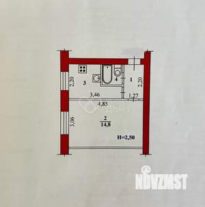 1-к квартира, вторичка, 25м2, 1/2 этаж