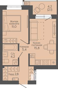 1-к квартира, вторичка, 41м2, 18/22 этаж