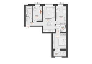 3-к квартира, строящийся дом, 82м2, 5/8 этаж