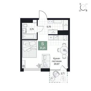 Студия квартира, вторичка, 31м2, 2/9 этаж