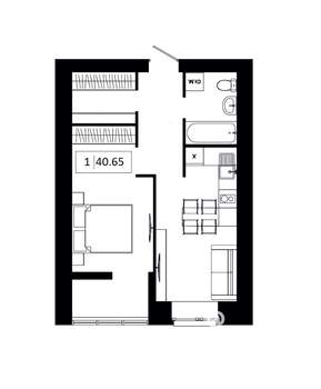 1-к квартира, вторичка, 41м2, 7/9 этаж