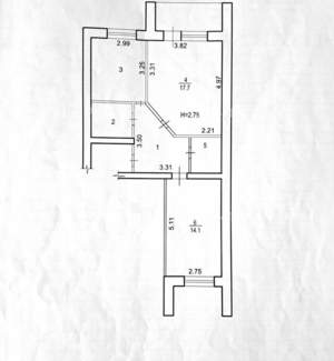 2-к квартира, вторичка, 61м2, 1/6 этаж