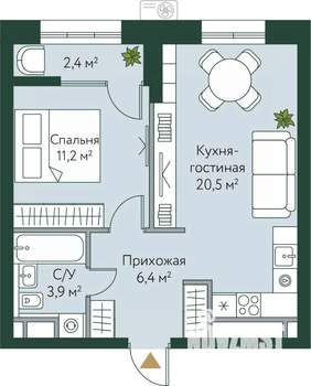 1-к квартира, вторичка, 44м2, 10/24 этаж